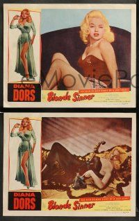 9r119 BLONDE SINNER 8 LCs '56 great super sexy images of Diana Dors, she's in every card, some c/u!