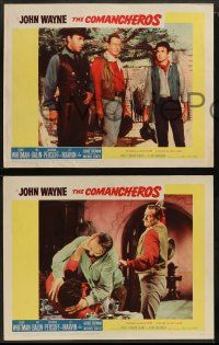 9r676 COMANCHEROS 4 LCs '61 cowboy John Wayne, Stuart Whitman, directed by Michael Curtiz!