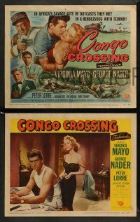 9r177 CONGO CROSSING 8 LCs '56 Peter Lorre w/sexy Virginia Mayo & George Nader, great TC art!