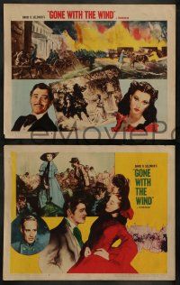 9r689 GONE WITH THE WIND 4 LCs R54 great images of Clark Gable & Vivien Leigh, burning Atlanta!