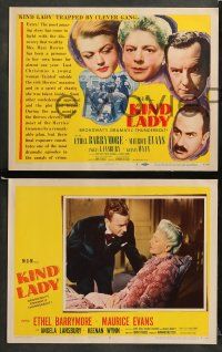 9r314 KIND LADY 8 LCs '51 John Sturges, Keenan Wynn, Ethel Barrymore & Angela Lansbury!