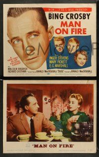 9r361 MAN ON FIRE 8 LCs '57 Bing Crosby, pretty Inger Stevens, Malcolm Broderick, divorce!