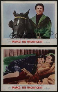 9r708 MARCO THE MAGNIFICENT 4 LCs '66 art of Orson Welles, Anthony Quinn & stars, Marco Polo!