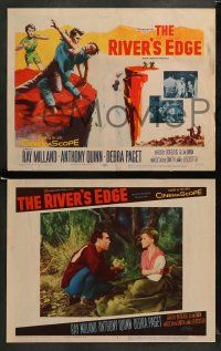 9r423 RIVER'S EDGE 8 LCs '57 Ray Milland & Anthony Quinn, Debra Paget,w/ cool TC fighting art!