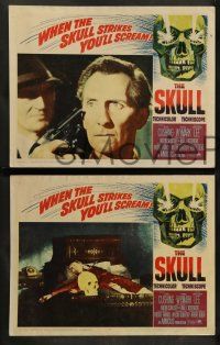 9r446 SKULL 8 LCs '65 Peter Cushing, great horror images, based on a story by Robert Bloch!