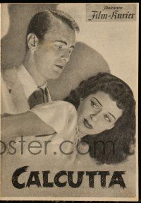 9s245 CALCUTTA Austrian program '48 different images of Alan Ladd & sexy Gail Russell in India!