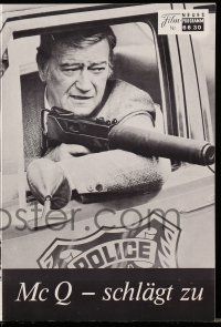 9s356 McQ Austrian program '74 John Sturges, John Wayne is a busted cop with an unlicensed gun!
