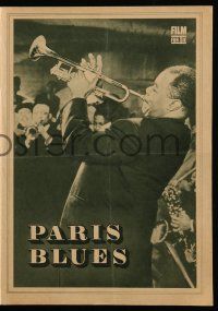 9s523 PARIS BLUES East German program '70 Paul Newman, Sidney Poitier, Louis Armstrong w/ trumpet!