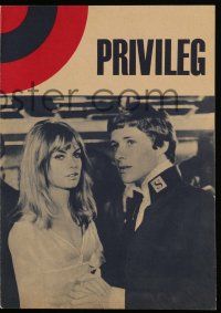 9s525 PRIVILEGE East German program '69 Jean Shrimpton, a movie of a pop singer who makes it big!