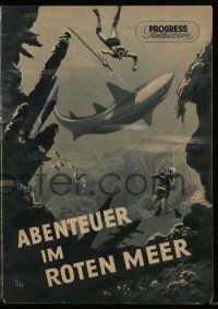 9s545 UNDER THE RED SEA East German program '55 different Pohl art of scuba divers & sharks!