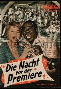 9s627 DIE NACHT VOR DER PREMIERE German program '59 romantic melodrama, Louis Armstrong w/trumpet!