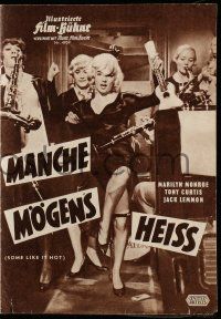 9s891 SOME LIKE IT HOT 4pg German program '59 Marilyn Monroe, Curtis & Lemmon, different!