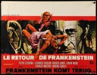9t498 FRANKENSTEIN MUST BE DESTROYED Belgian '70 Ray artwork of Peter Cushing, monster & sexy girl