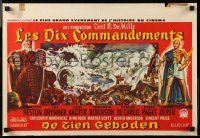 9t563 TEN COMMANDMENTS Belgian '56 Cecil B. DeMille, art of Charlton Heston, Yul Brynner!
