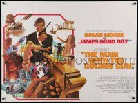 9t436 MAN WITH THE GOLDEN GUN British quad '74 art of Roger Moore as James Bond by Robert McGinnis!