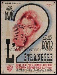 9t688 ALL THIS & HEAVEN TOO French 24x32 '45 Cristellys artwork of Bette Davis & Charles Boyer!
