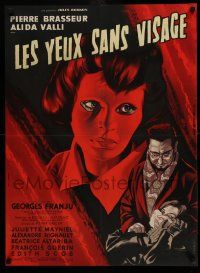 9t706 EYES WITHOUT A FACE French 23x31 '59 Les Yeux Sans Visage, different art by Jean Mascii!