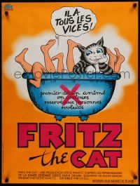 9t711 FRITZ THE CAT French 23x30 '72 Ralph Bakshi sex cartoon, he's x-rated and animated!