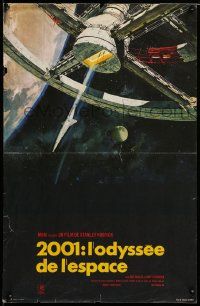 9t742 2001: A SPACE ODYSSEY French 15x23 R70s Stanley Kubrick, Bob McCall art of space wheel!