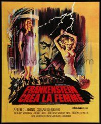 9t768 FRANKENSTEIN CREATED WOMAN French 17x21 '67 cool art of Peter Cushing & Susan Denberg!