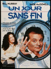 9t773 GROUNDHOG DAY French 15x20 '93 Bill Murray, Andie MacDowell, directed by Harold Ramis!
