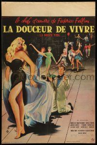 9t782 LA DOLCE VITA French 16x24 '60 Federico Fellini, Mastroianni, sexy Ekberg by Yves Thos!