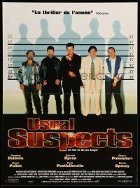 9t815 USUAL SUSPECTS French 16x22 '95 Kevin Spacey covering watch, Baldwin, Byrne, Palminteri!