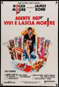 9t229 LIVE & LET DIE Italian 1sh '73 sexy Bond girl Jane Seymour in skimpy blouse & wild makeup!