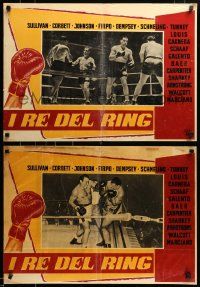9t255 I RE DEL RING set of 4 Italian 19x27 pbustas '58 cool different images of classic boxers!