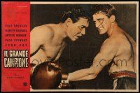 9t238 CHAMPION Italian 13x20 pbusta '49 bloodied boxer Kirk Douglas punching opponent in stomach!