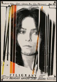 9t296 FILIGRANY exhibition Polish 26x38 '87 woman's image, artwork by Andrzej Pagowski!