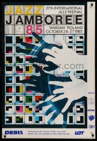 9t303 JAZZ JAMBOREE '85 Polish 26x39 '85 hands over colorful design by Roslaw Szaybo!