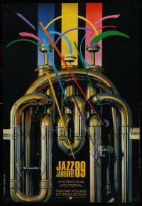 9t305 JAZZ JAMBOREE '89 Polish 26x38 '89 cool art of instrument by Roslaw Szaybo!