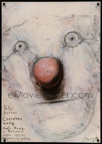 9t319 RED NOSES commercial Polish 27x38 '92 artwork of clown's face by Stasys!
