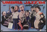9t325 UMBRIA JAZZ '84 Polish 25x35 '84 wacky art of guys playing instruments by Maciej Kalkus!