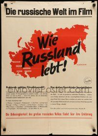 9t060 WIE RUSSLAND LEBT Swiss '40s cool map image of the Soviet Union colored red!