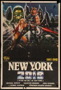 9t336 AFTER THE FALL OF NEW YORK Turkish '84 post-apocalyptic NYC, cool Renato Casaro action art!