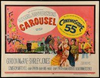 9w471 CAROUSEL 1/2sh '56 Shirley Jones, Gordon MacRae, Rodgers & Hammerstein musical!