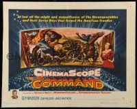 9w488 COMMAND 1/2sh '54 great Gustav Rehberger art of audience in front of the Cinemascope screen!