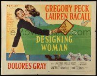 9w512 DESIGNING WOMAN style B 1/2sh '57 romantic art of Gregory Peck & Lauren Bacall!