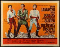 9w514 DEVIL'S DISCIPLE style A 1/2sh '59 Burt Lancaster, Kirk Douglas & Laurence Olivier!