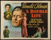 9w524 DOUBLE LIFE 1/2sh '47 film noir, Ronald Colman, Signe Hasso & pretty Shelley Winters!