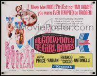 9w526 DR. GOLDFOOT & THE GIRL BOMBS 1/2sh '66 Mario Bava, Vincent Price & sexy half-dressed babes!