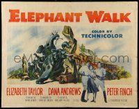 9w534 ELEPHANT WALK style A 1/2sh '54 sexy Elizabeth Taylor, Dana Andrews & Peter Finch in India!
