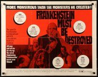 9w560 FRANKENSTEIN MUST BE DESTROYED 1/2sh '70 Peter Cushing, man drilling into woman's head!