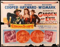 9w570 GARDEN OF EVIL 1/2sh '54 cool art of Gary Cooper, sexy Susan Hayward, & Richard Widmark!