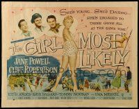 9w578 GIRL MOST LIKELY style A 1/2sh '57 sexy full-length art of Jane Powell in skimpy outfit!