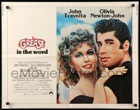 9w585 GREASE int'l 1/2sh '78 John Travolta & Olivia Newton-John in a most classic musical!