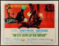 9w629 IN THE HEAT OF THE NIGHT 1/2sh '67 Sidney Poitier, Rod Steiger, Warren Oates, cool crime art