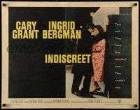 9w631 INDISCREET 1/2sh '58 Cary Grant & Ingrid Bergman, directed by Stanley Donen!